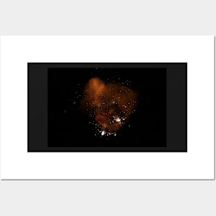 Realistic fiery bomb dark explosion with sparks and smoke Posters and Art